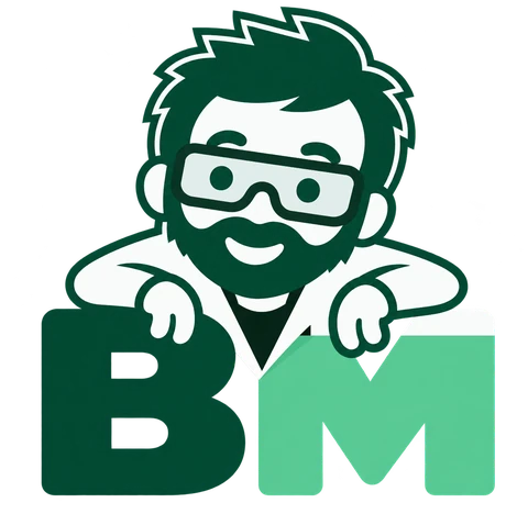 The BenchMark logo: Mark leaning over the letters B and M